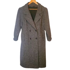 Vintage Pink Speckle Chorus Line Wool-Blend Gray Double-Breasted Coat